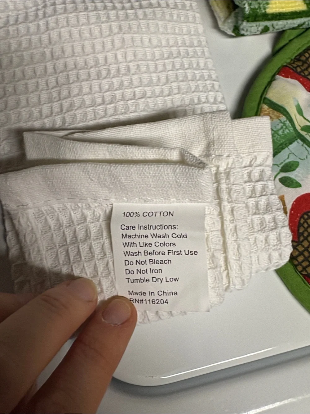 Green Heart & Cottage Print Kitchen Towel and Pot Holder Set